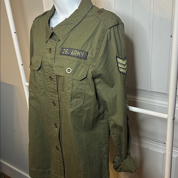 Ashley By 26 International Size Large Olive Green Army Utility Jacket - Picture 3 of 9